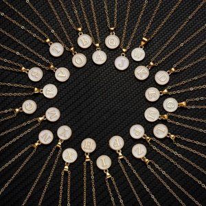 🍏50% OFF/3+...Pretty Alphabet Letter Pendant Necklace (White/Gold)